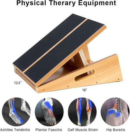 Professional Wooden Slant Board, Adjustable Incline Board, and Calf Stretcher, Stretch Board - Extra Side-Handle Design for Portability, Full-Coverage