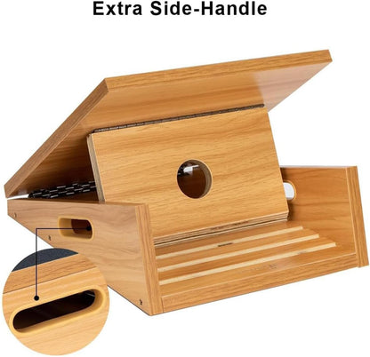 Professional Wooden Slant Board, Adjustable Incline Board, and Calf Stretcher, Stretch Board - Extra Side-Handle Design for Portability, Full-Coverage