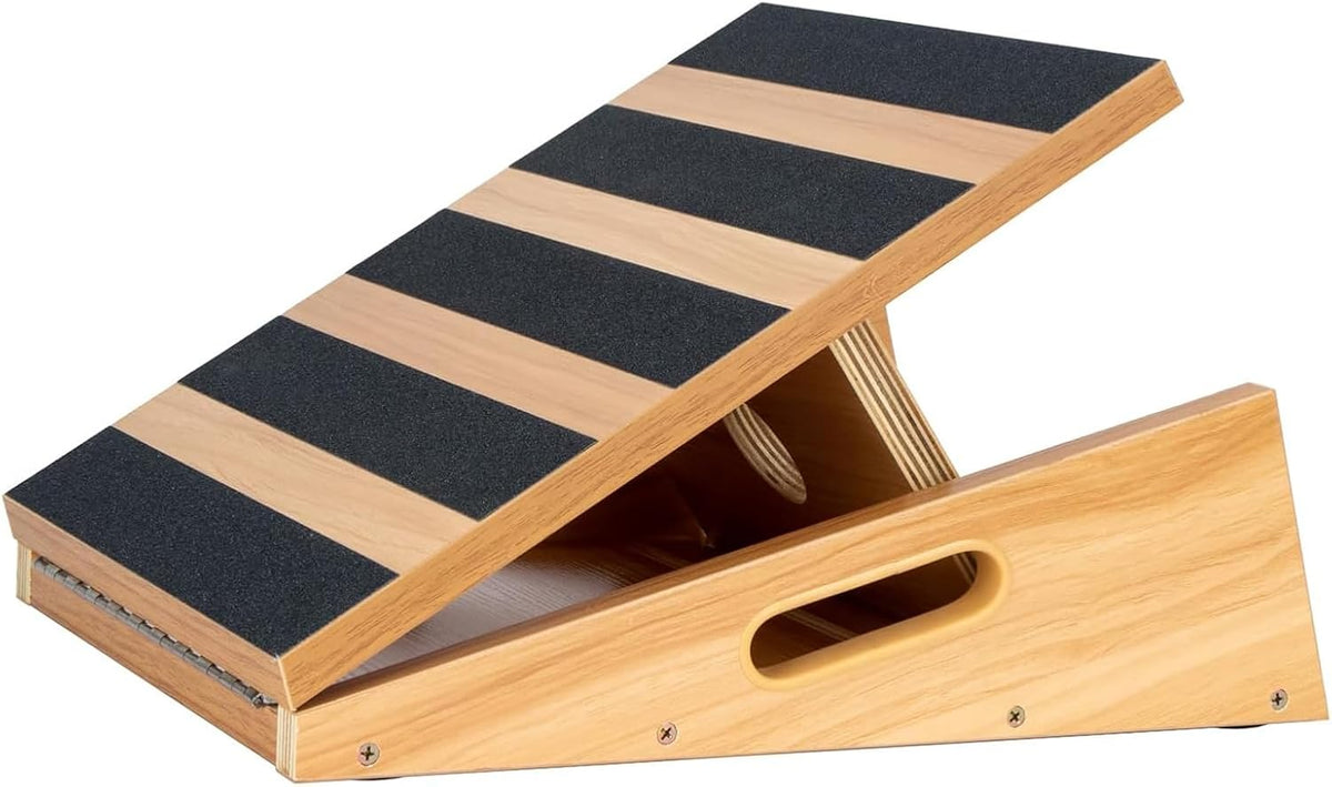 Professional Wooden Slant Board, Adjustable Incline Board, and Calf Stretcher, Stretch Board - Extra Side-Handle Design for Portability, Full-Coverage