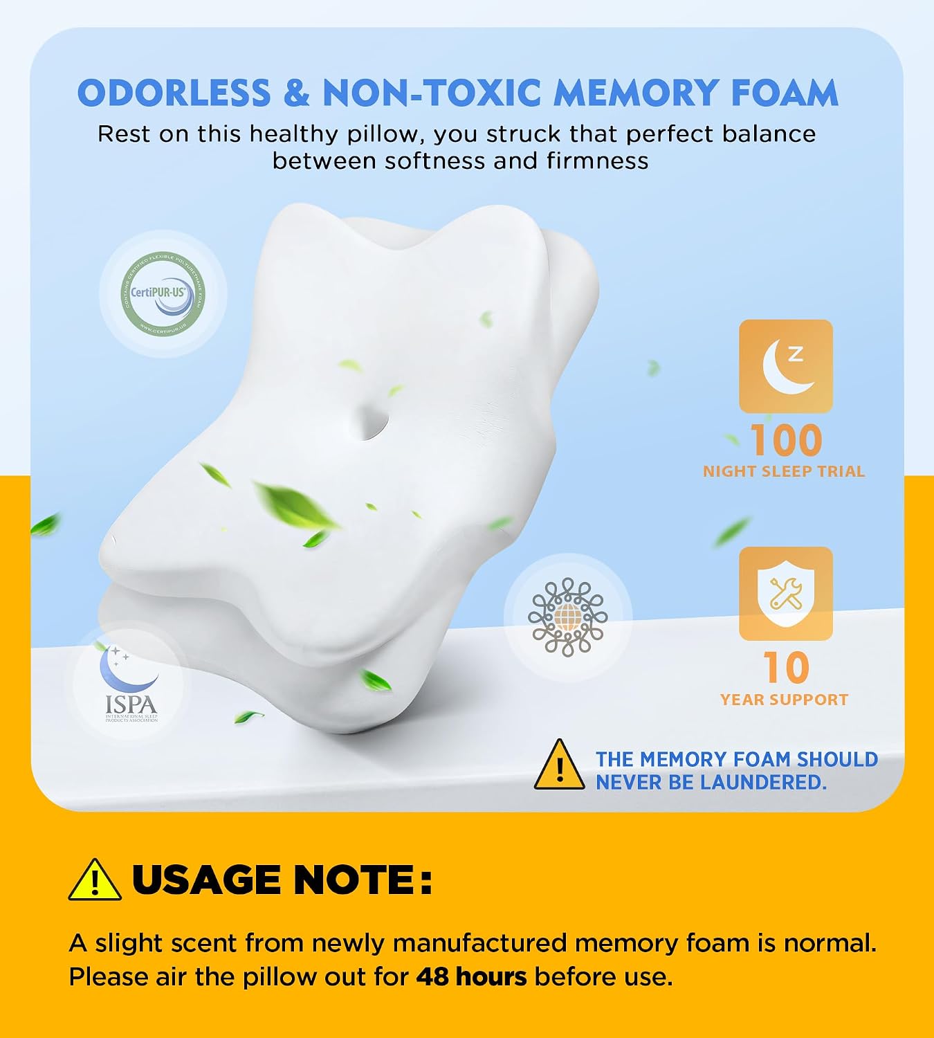 Cervical Pillow for Neck Pain Relief, Hollow Design Odorless Memory Foam Pillows with Cooling Case, Adjustable Orthopedic Bed Pillow for Sleeping, Support for Side Back Sleepers