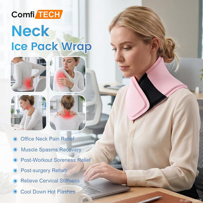 Women Extended Neck Ice Pack Wrap, Medium, Pink