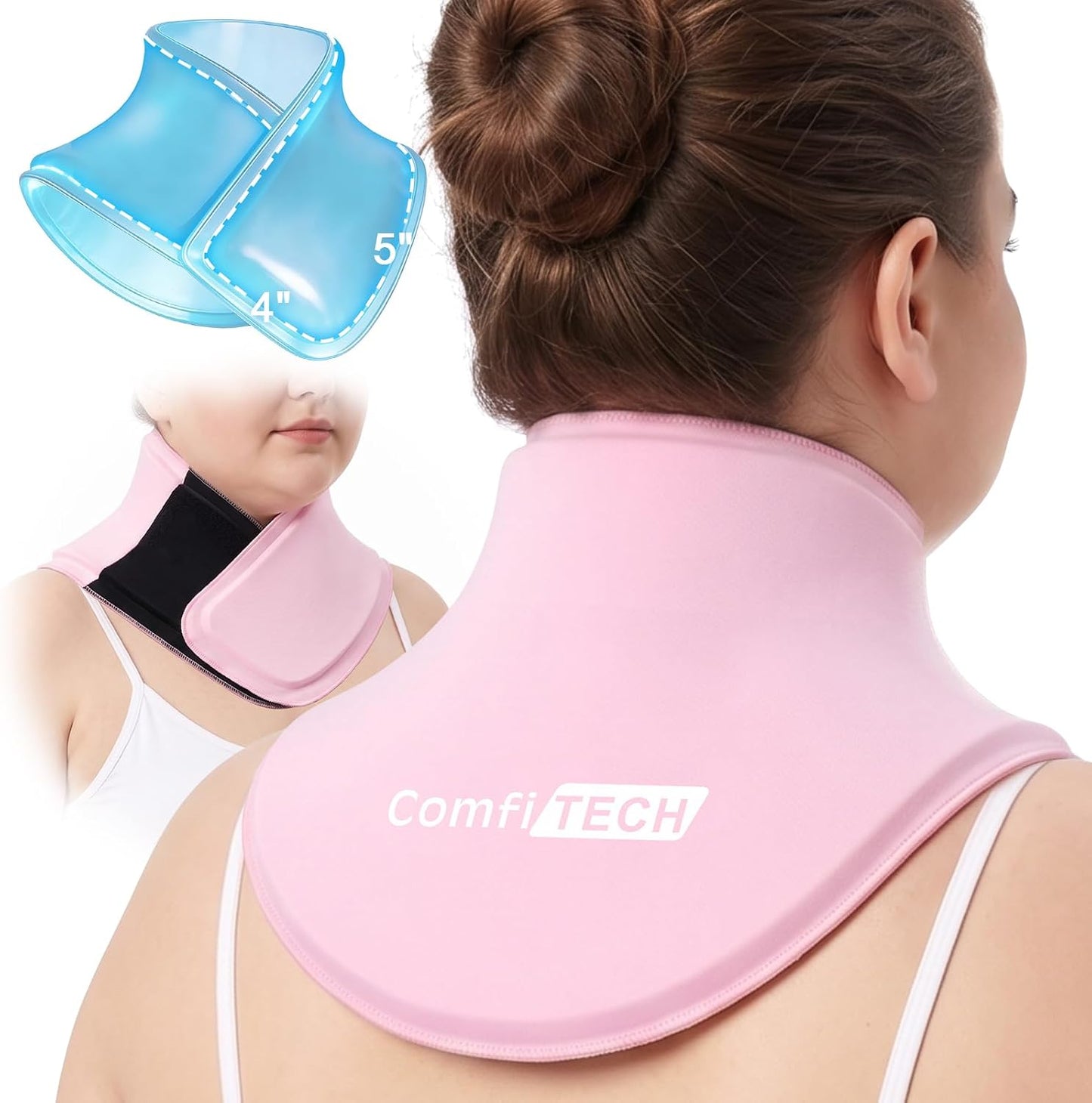 Women Extended Neck Ice Pack Wrap, Medium, Pink