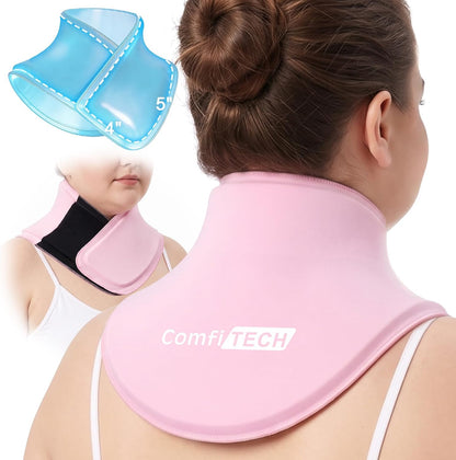 Women Extended Neck Ice Pack Wrap, Medium, Pink
