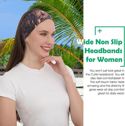 Workout Wide Headbands for Women Non Slip, Super Soft Yoga Running Exercise Head Bands, Elastic Sweat Band Hair Bands for Women's Hair, Womens Solid Headband Hair Wrap