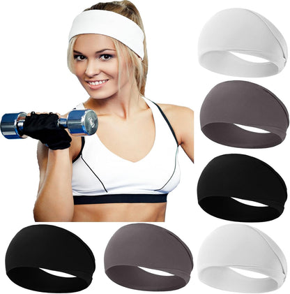 Workout Wide Headbands for Women Non Slip, Super Soft Yoga Running Exercise Head Bands, Elastic Sweat Band Hair Bands for Women's Hair, Womens Solid Headband Hair Wrap