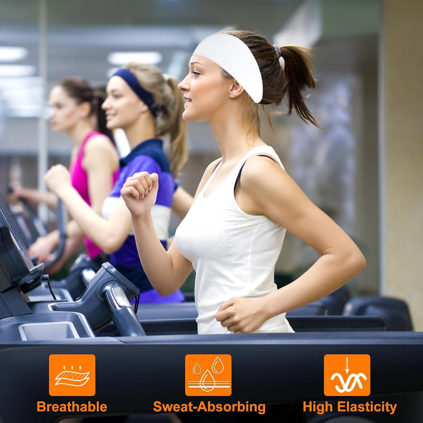 Workout Wide Headbands for Women Non Slip, Super Soft Yoga Running Exercise Head Bands, Elastic Sweat Band Hair Bands for Women's Hair, Womens Solid Headband Hair Wrap
