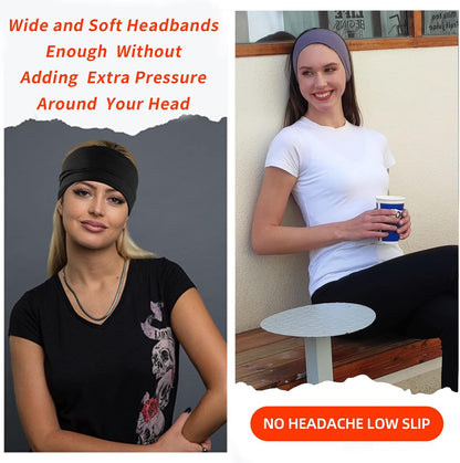 Workout Wide Headbands for Women Non Slip, Super Soft Yoga Running Exercise Head Bands, Elastic Sweat Band Hair Bands for Women's Hair, Womens Solid Headband Hair Wrap