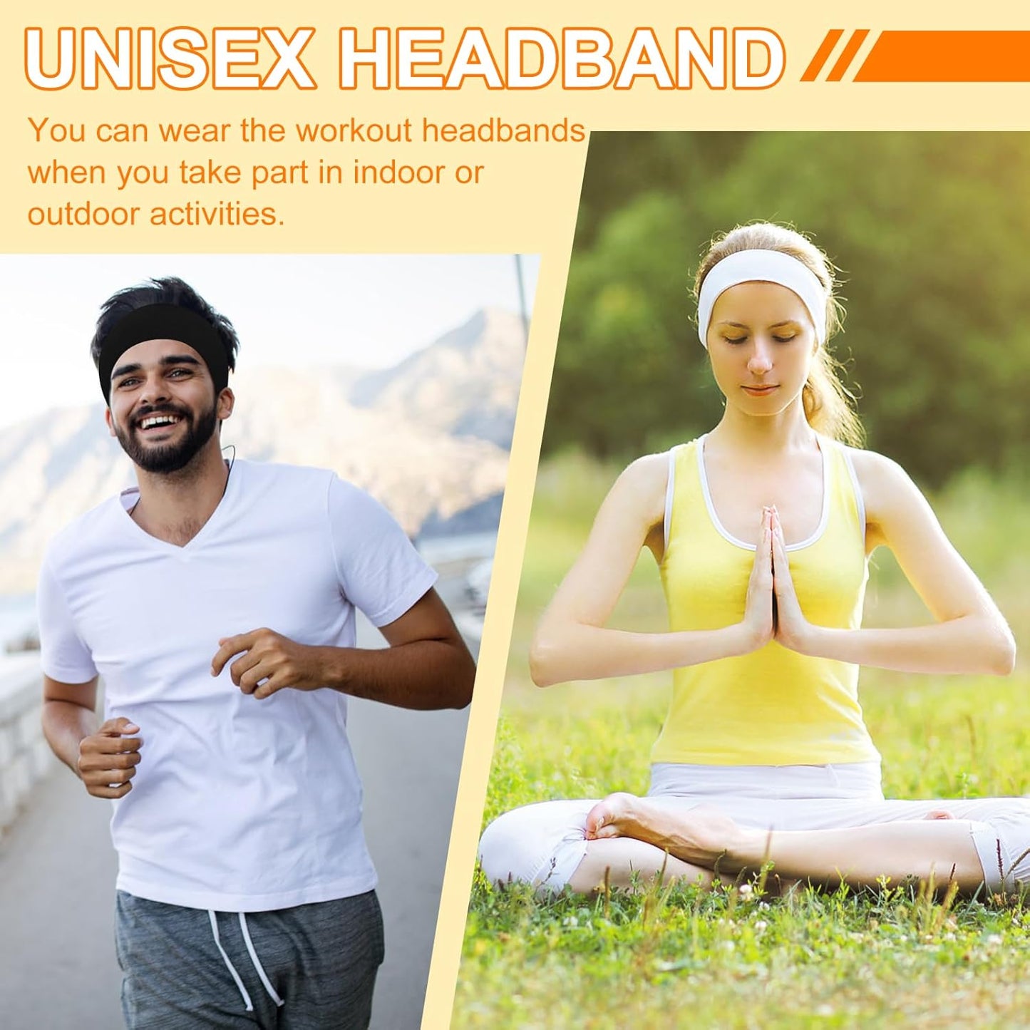 Workout Wide Headbands for Women Non Slip, Super Soft Yoga Running Exercise Head Bands, Elastic Sweat Band Hair Bands for Women's Hair, Womens Solid Headband Hair Wrap