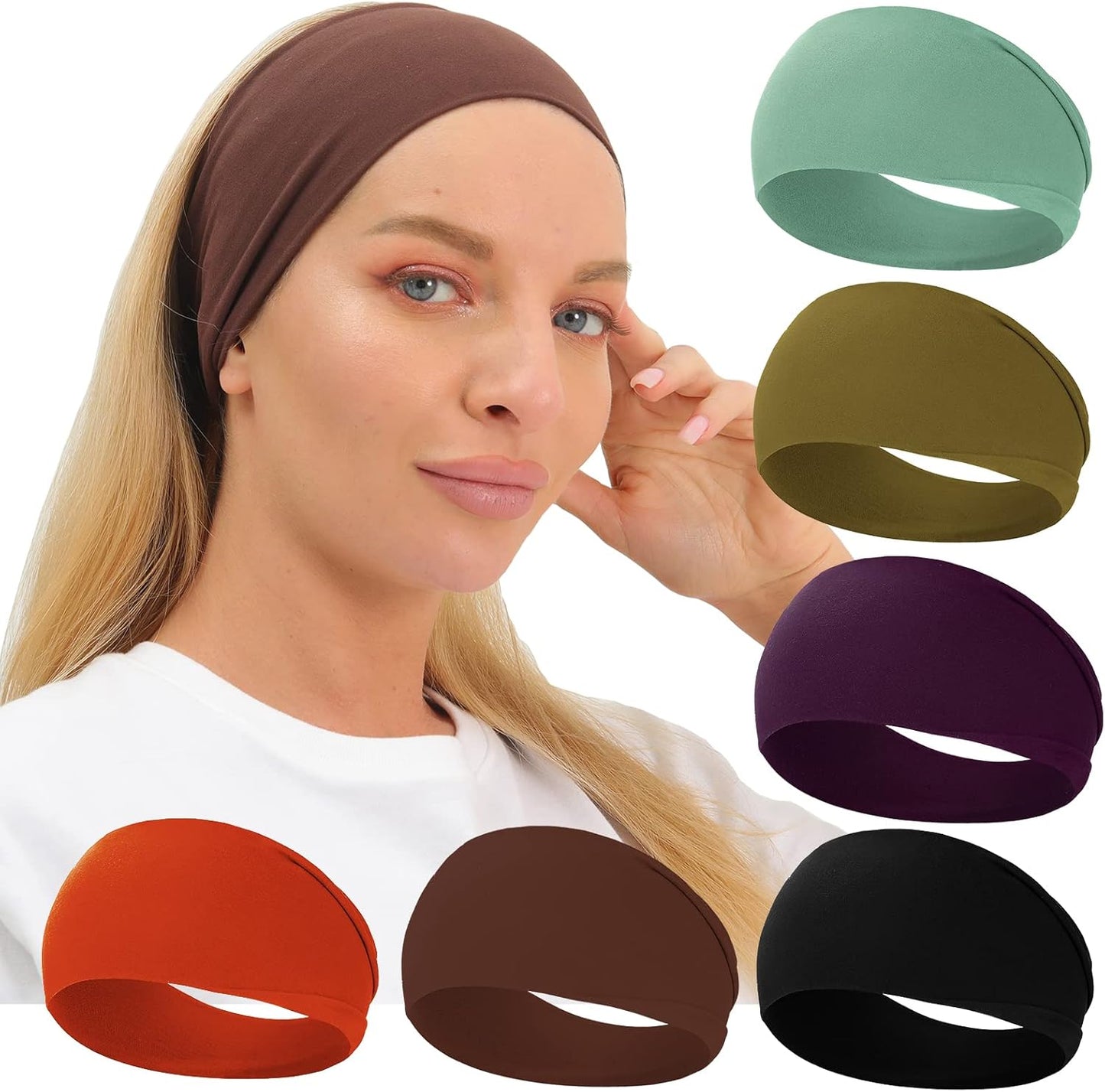 Workout Wide Headbands for Women Non Slip, Super Soft Yoga Running Exercise Head Bands, Elastic Sweat Band Hair Bands for Women's Hair, Womens Solid Headband Hair Wrap