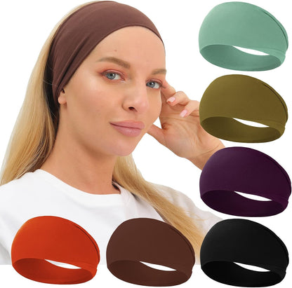 Workout Wide Headbands for Women Non Slip, Super Soft Yoga Running Exercise Head Bands, Elastic Sweat Band Hair Bands for Women's Hair, Womens Solid Headband Hair Wrap