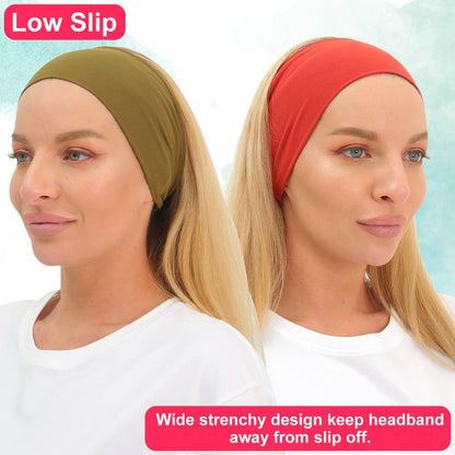 Workout Wide Headbands for Women Non Slip, Super Soft Yoga Running Exercise Head Bands, Elastic Sweat Band Hair Bands for Women's Hair, Womens Solid Headband Hair Wrap
