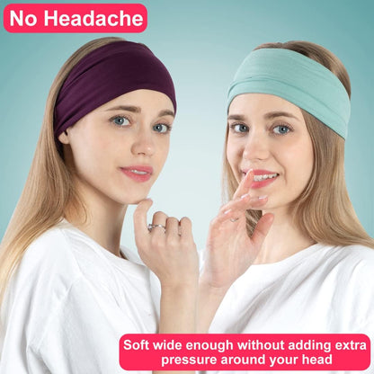 Workout Wide Headbands for Women Non Slip, Super Soft Yoga Running Exercise Head Bands, Elastic Sweat Band Hair Bands for Women's Hair, Womens Solid Headband Hair Wrap