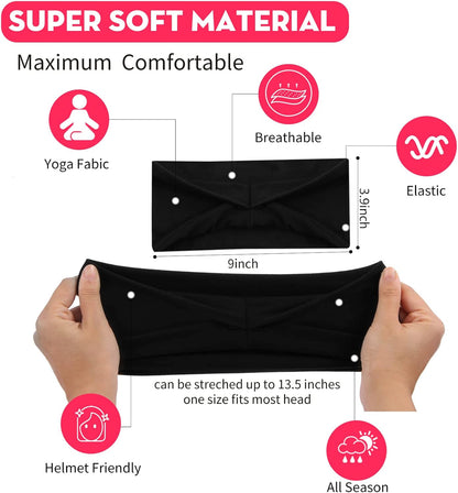 Workout Wide Headbands for Women Non Slip, Super Soft Yoga Running Exercise Head Bands, Elastic Sweat Band Hair Bands for Women's Hair, Womens Solid Headband Hair Wrap