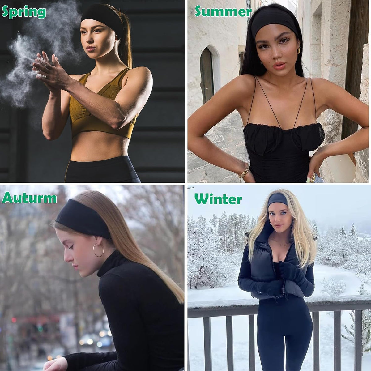 Workout Wide Headbands for Women Non Slip, Super Soft Yoga Running Exercise Head Bands, Elastic Sweat Band Hair Bands for Women's Hair, Womens Solid Headband Hair Wrap