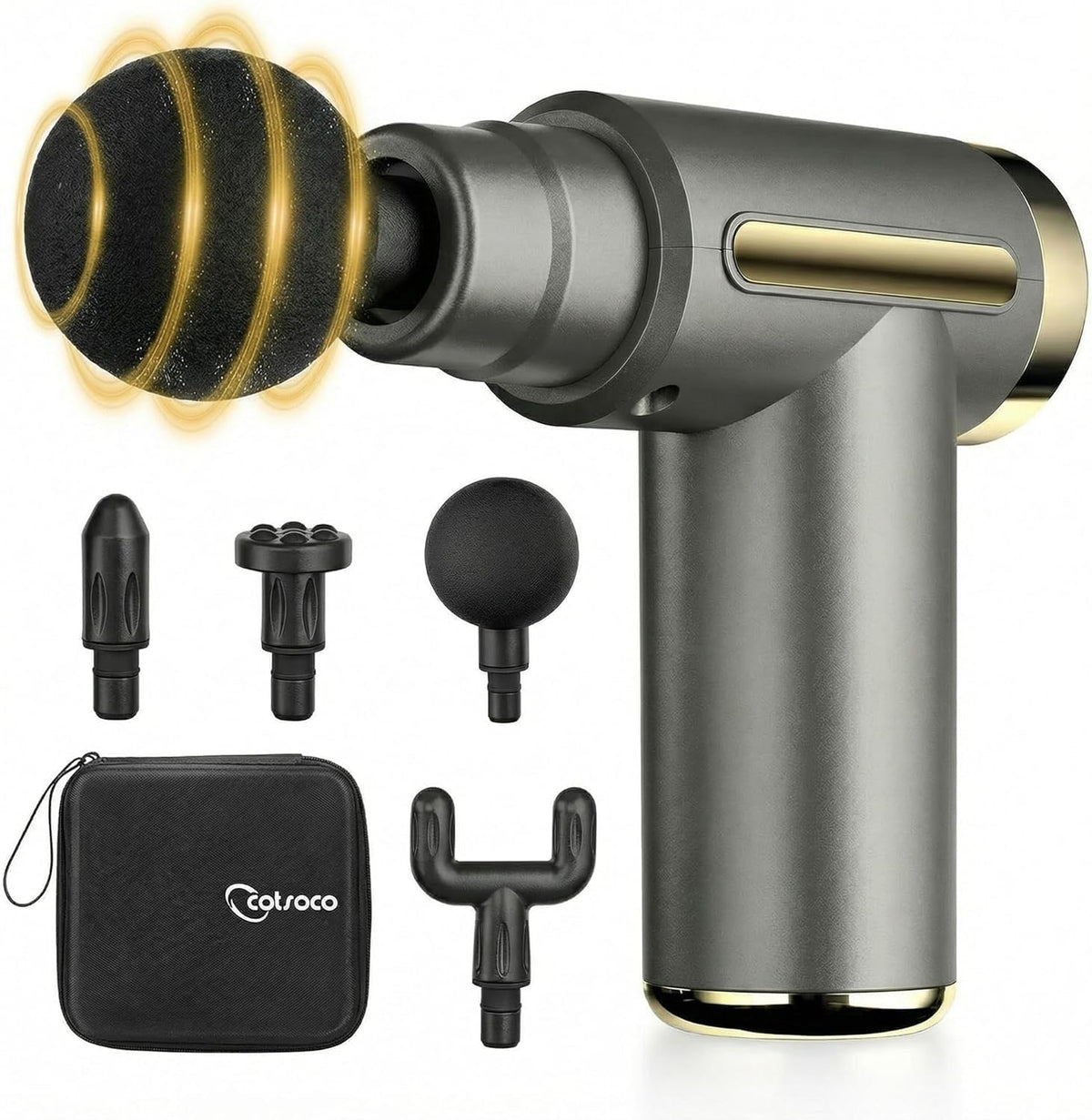 Mini Massage Gun with Case, Deep Tissue Muscle Massager with 6 Speeds & 4 Heads, Super Quiet Handheld Percussion Massager for Pain Relief, Athletes, Office Workers & Parents, Portable Gift