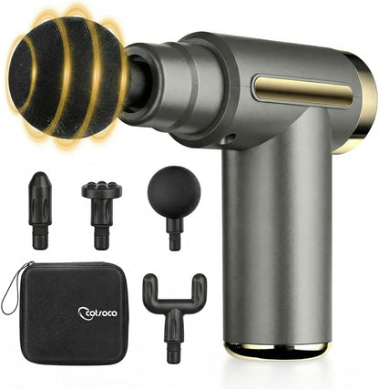 Mini Massage Gun with Case, Deep Tissue Muscle Massager with 6 Speeds & 4 Heads, Super Quiet Handheld Percussion Massager for Pain Relief, Athletes, Office Workers & Parents, Portable Gift