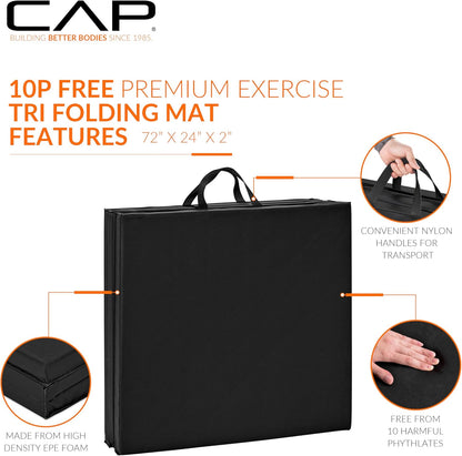 Barbell All Purpose Folding Anti Tear Exercise Training Aerobic Fitness Gym & Gymnastics Balance Mat | Multiple colors