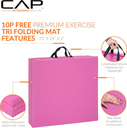 Barbell All Purpose Folding Anti Tear Exercise Training Aerobic Fitness Gym & Gymnastics Balance Mat | Multiple colors