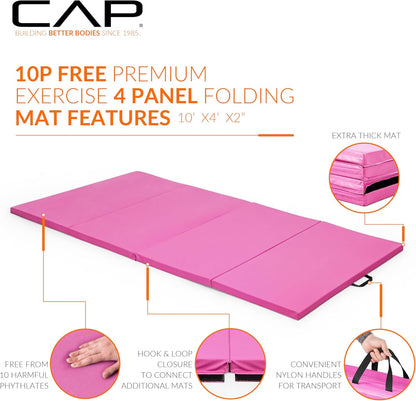 Barbell All Purpose Folding Anti Tear Exercise Training Aerobic Fitness Gym & Gymnastics Balance Mat | Multiple colors
