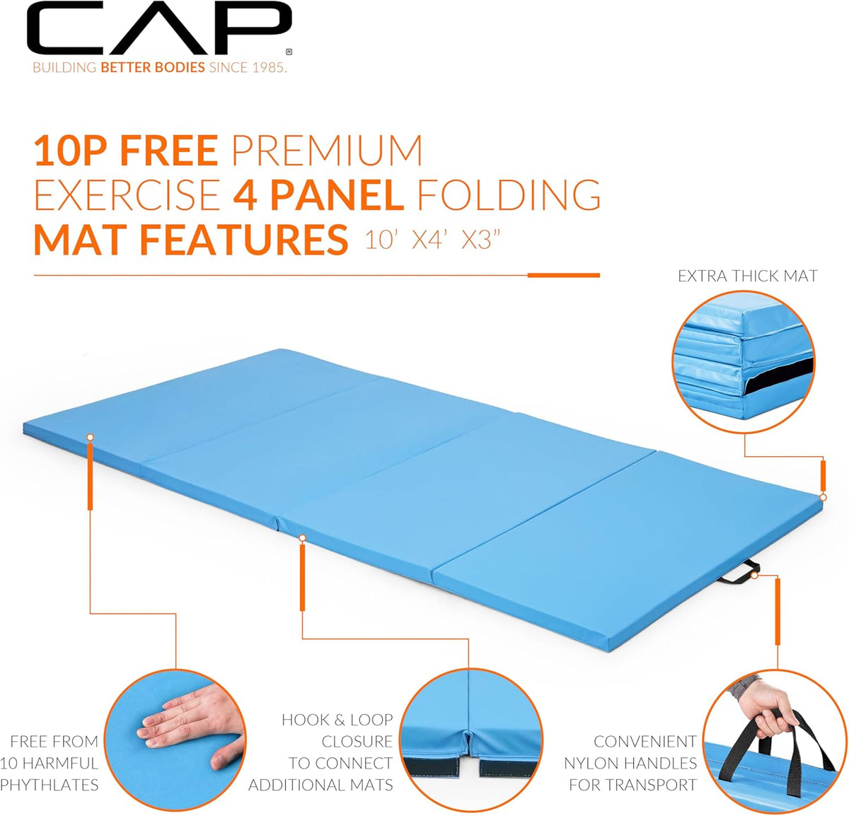 Barbell All Purpose Folding Anti Tear Exercise Training Aerobic Fitness Gym & Gymnastics Balance Mat | Multiple colors