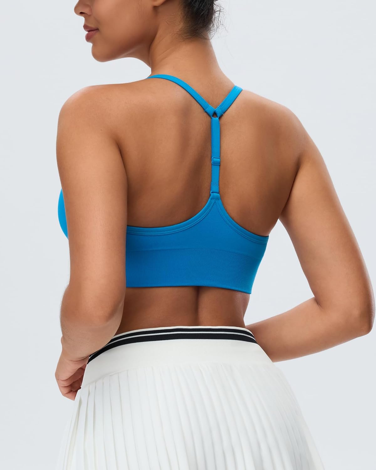 Women's Sports Bras Deep V Neck Adjustable Y Back Spaghetti Strap Racerback Padded Wireless Yoga Workout Tops