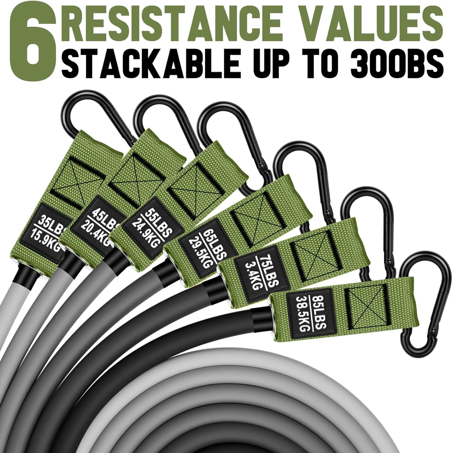 Heavy Resistance Bands for Working Out, 300lbs/360lb/420lb Exercise Bands Workout Bands with Handles, Door Anchor, Ankle Straps, Home Gym Workout Equipment for Men Fitness Strength Training Stretching