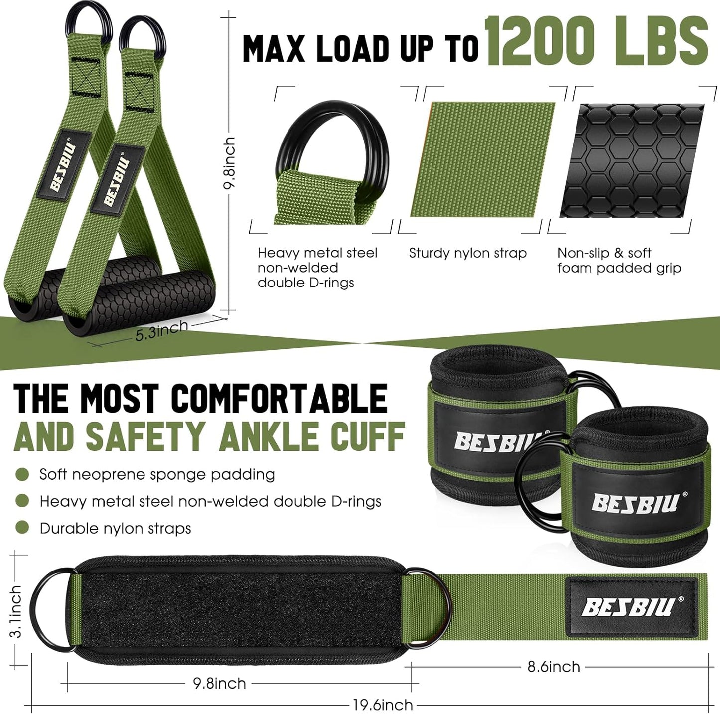 Heavy Resistance Bands for Working Out, 300lbs/360lb/420lb Exercise Bands Workout Bands with Handles, Door Anchor, Ankle Straps, Home Gym Workout Equipment for Men Fitness Strength Training Stretching