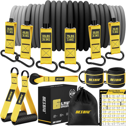Heavy Resistance Bands for Working Out, 300lbs/360lb/420lb Exercise Bands Workout Bands with Handles, Door Anchor, Ankle Straps, Home Gym Workout Equipment for Men Fitness Strength Training Stretching