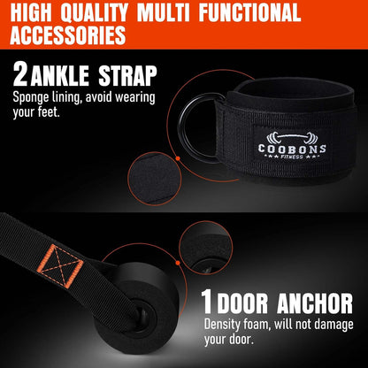 Resistance Bands with Handles, 175lb Exercise Bands for Working Out, Fitness Bands, Workout Bands with Door Anchor and Ankle Straps, Physical Therapy, Yoga, Strength Training Home Gym Equipment