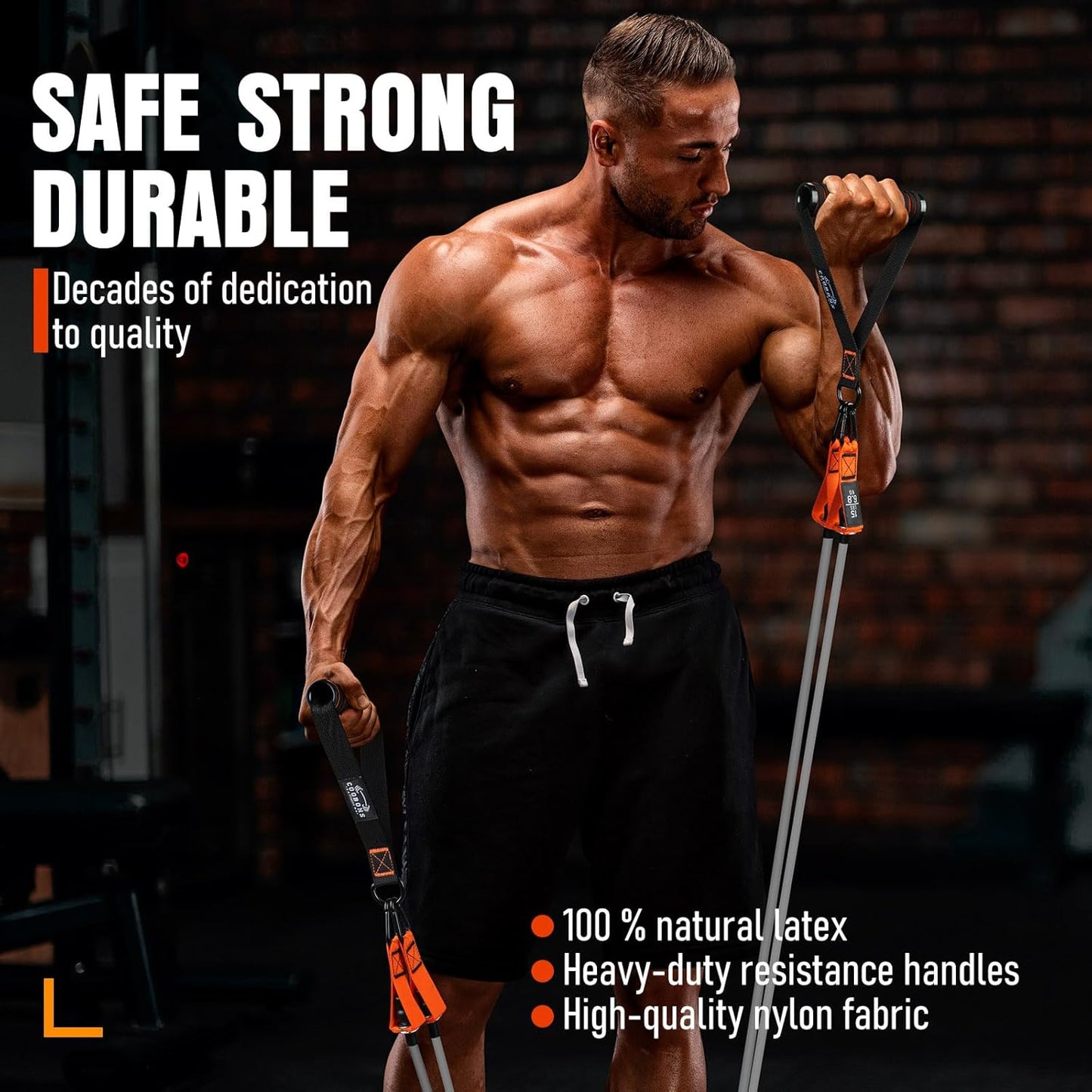 Resistance Bands with Handles, 175lb Exercise Bands for Working Out, Fitness Bands, Workout Bands with Door Anchor and Ankle Straps, Physical Therapy, Yoga, Strength Training Home Gym Equipment