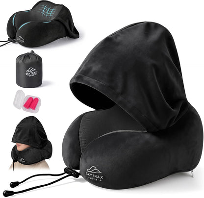 ® Travel Neck Pillow with Hood for Privacy on Long Flights