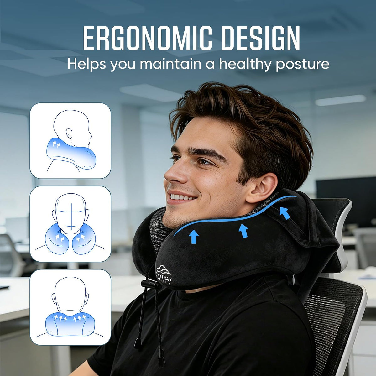 ® Travel Neck Pillow with Hood for Privacy on Long Flights