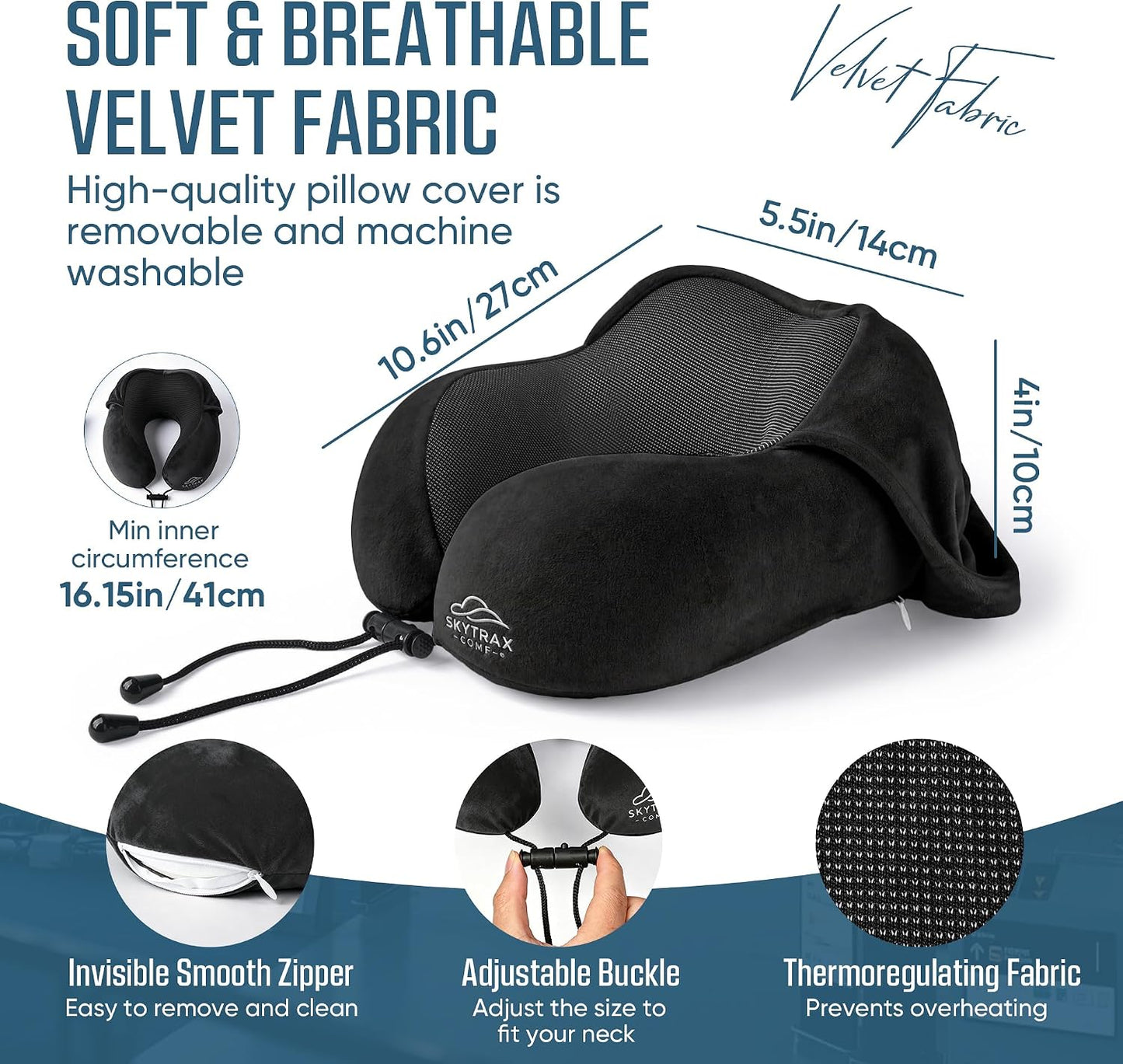 ® Travel Neck Pillow with Hood for Privacy on Long Flights