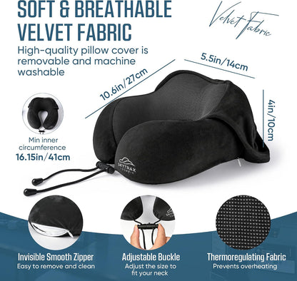 ® Travel Neck Pillow with Hood for Privacy on Long Flights