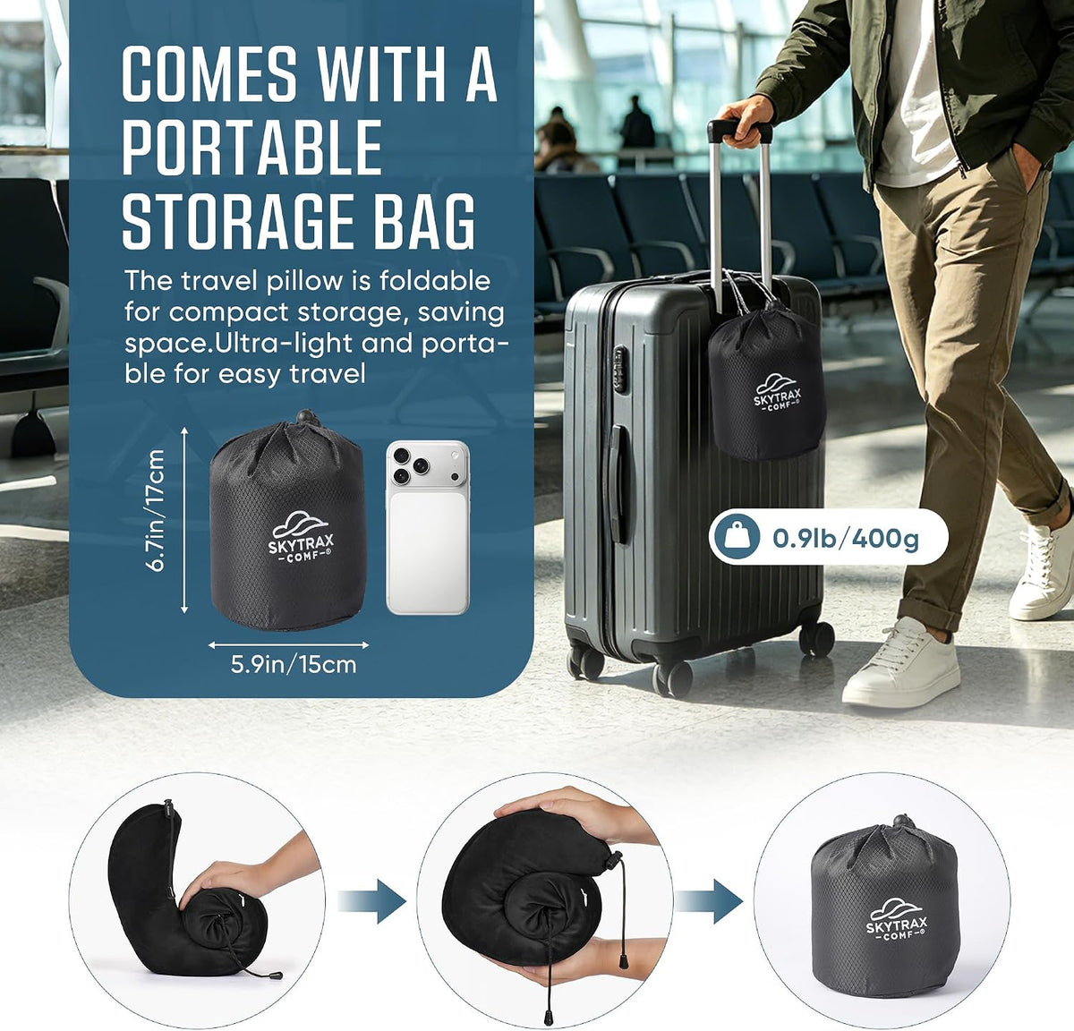 ® Travel Neck Pillow with Hood for Privacy on Long Flights
