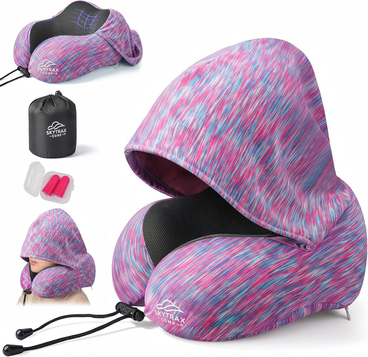 ® Travel Neck Pillow with Hood for Privacy on Long Flights