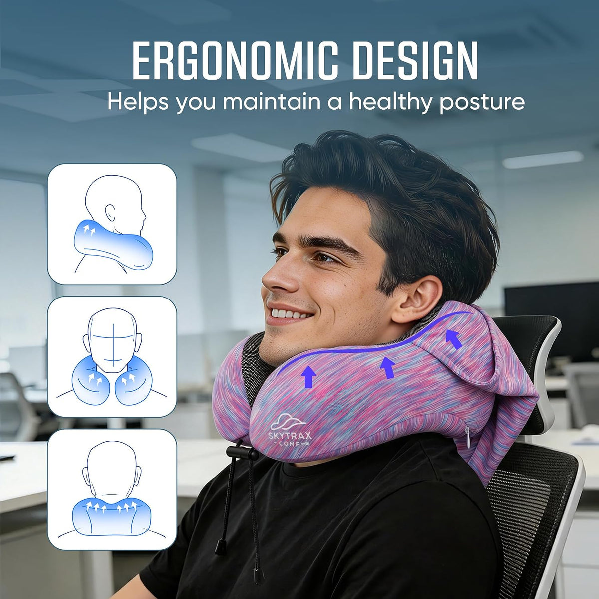® Travel Neck Pillow with Hood for Privacy on Long Flights