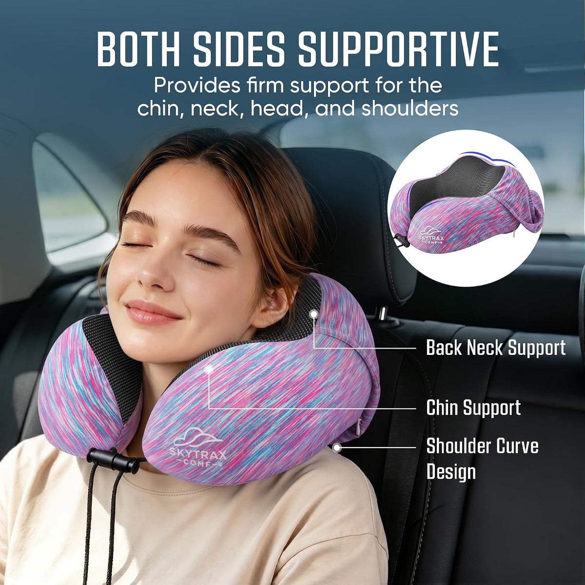 ® Travel Neck Pillow with Hood for Privacy on Long Flights