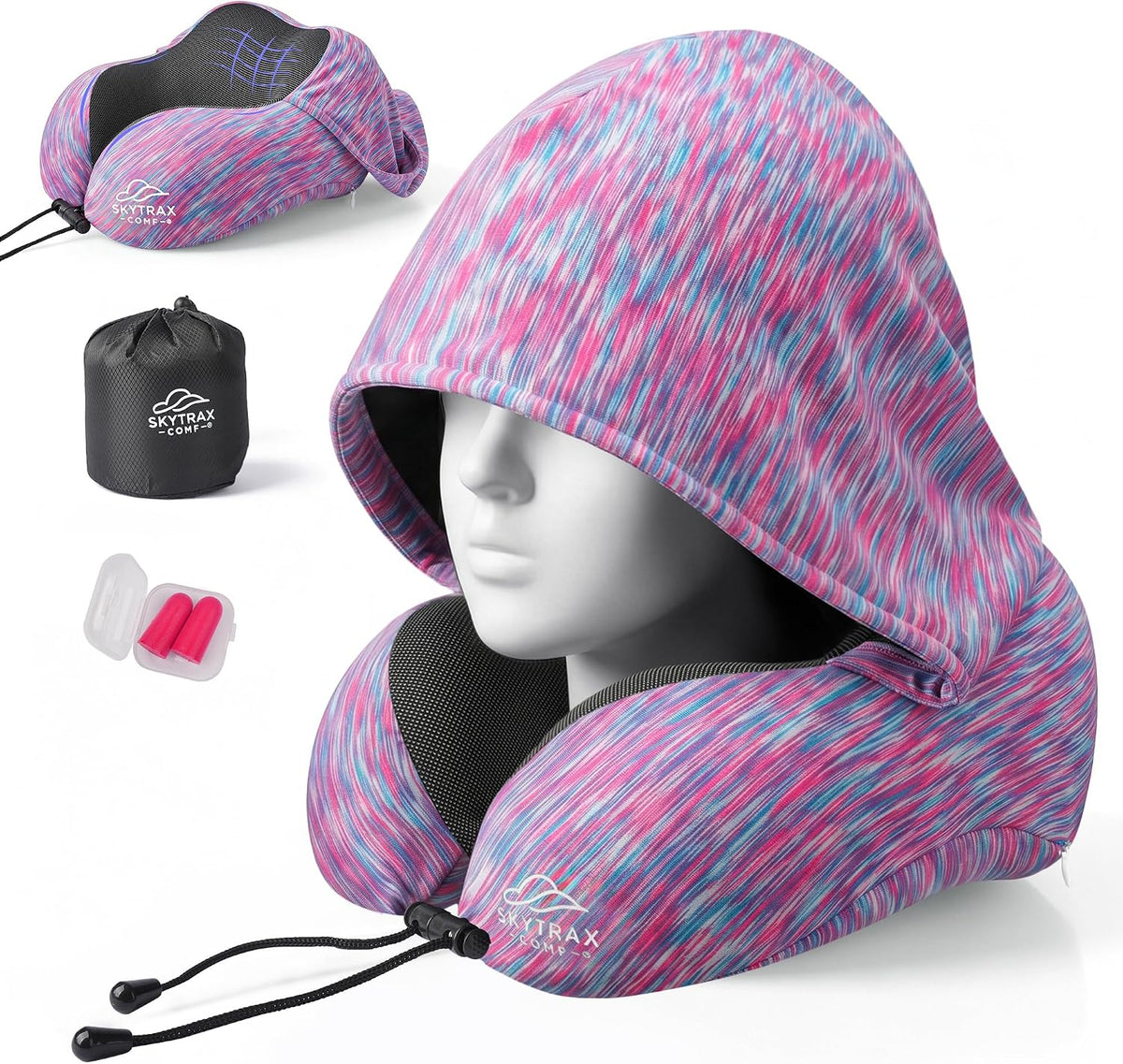 ® Travel Neck Pillow with Hood for Privacy on Long Flights