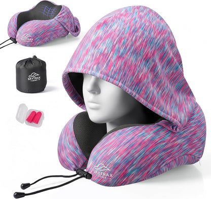 ® Travel Neck Pillow with Hood for Privacy on Long Flights