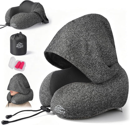 ® Travel Neck Pillow with Hood for Privacy on Long Flights