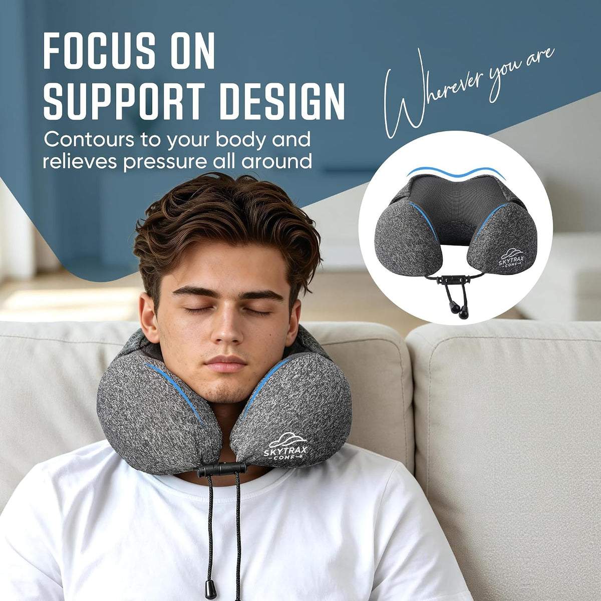 ® Travel Neck Pillow with Hood for Privacy on Long Flights