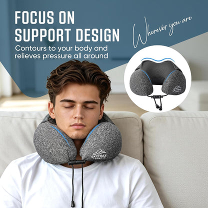 ® Travel Neck Pillow with Hood for Privacy on Long Flights