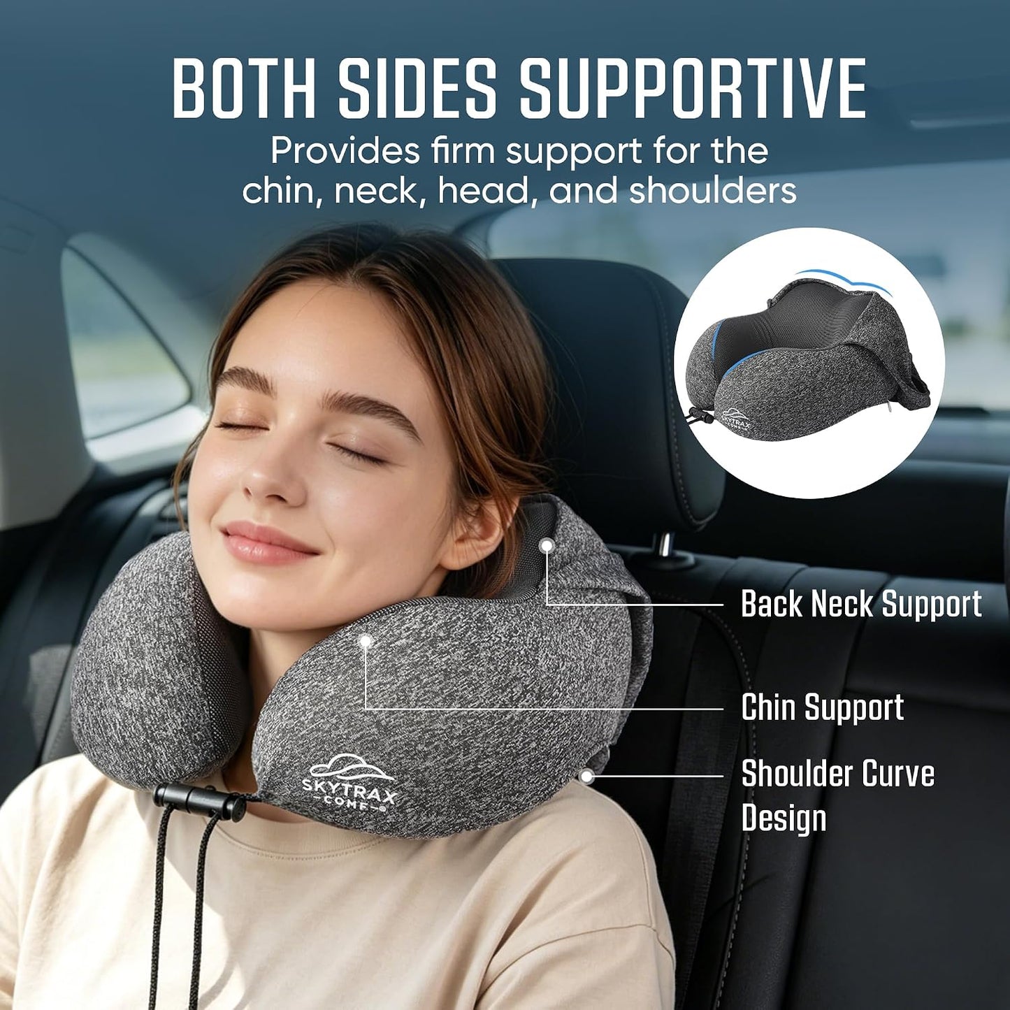 ® Travel Neck Pillow with Hood for Privacy on Long Flights
