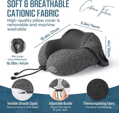 ® Travel Neck Pillow with Hood for Privacy on Long Flights