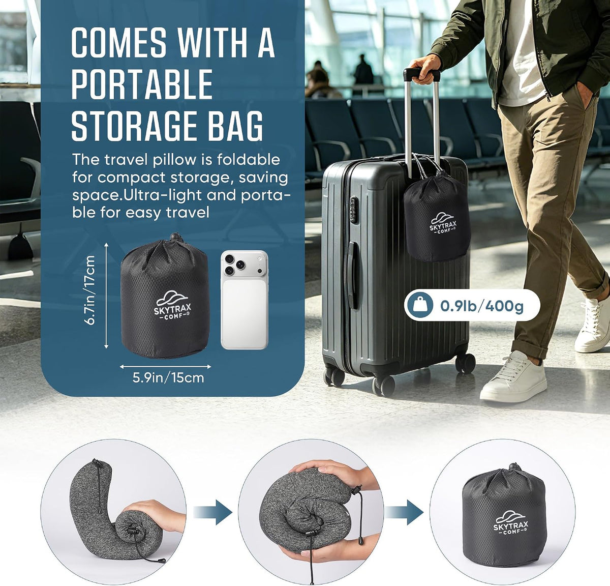® Travel Neck Pillow with Hood for Privacy on Long Flights