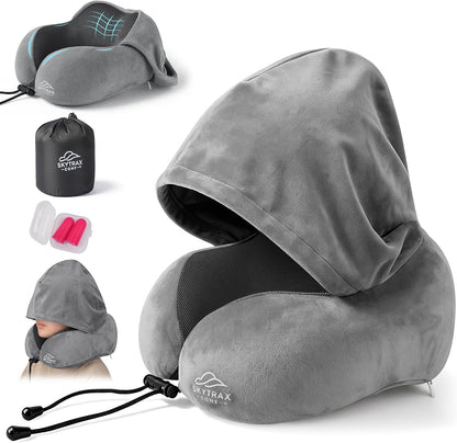 ® Travel Neck Pillow with Hood for Privacy on Long Flights