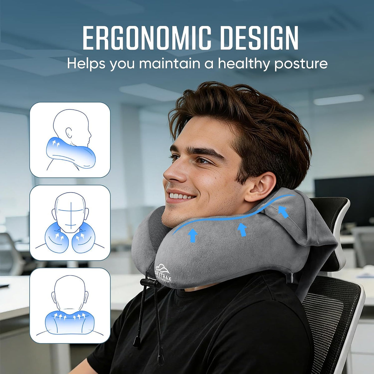 ® Travel Neck Pillow with Hood for Privacy on Long Flights