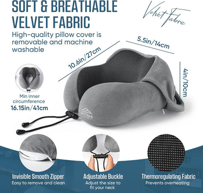 ® Travel Neck Pillow with Hood for Privacy on Long Flights