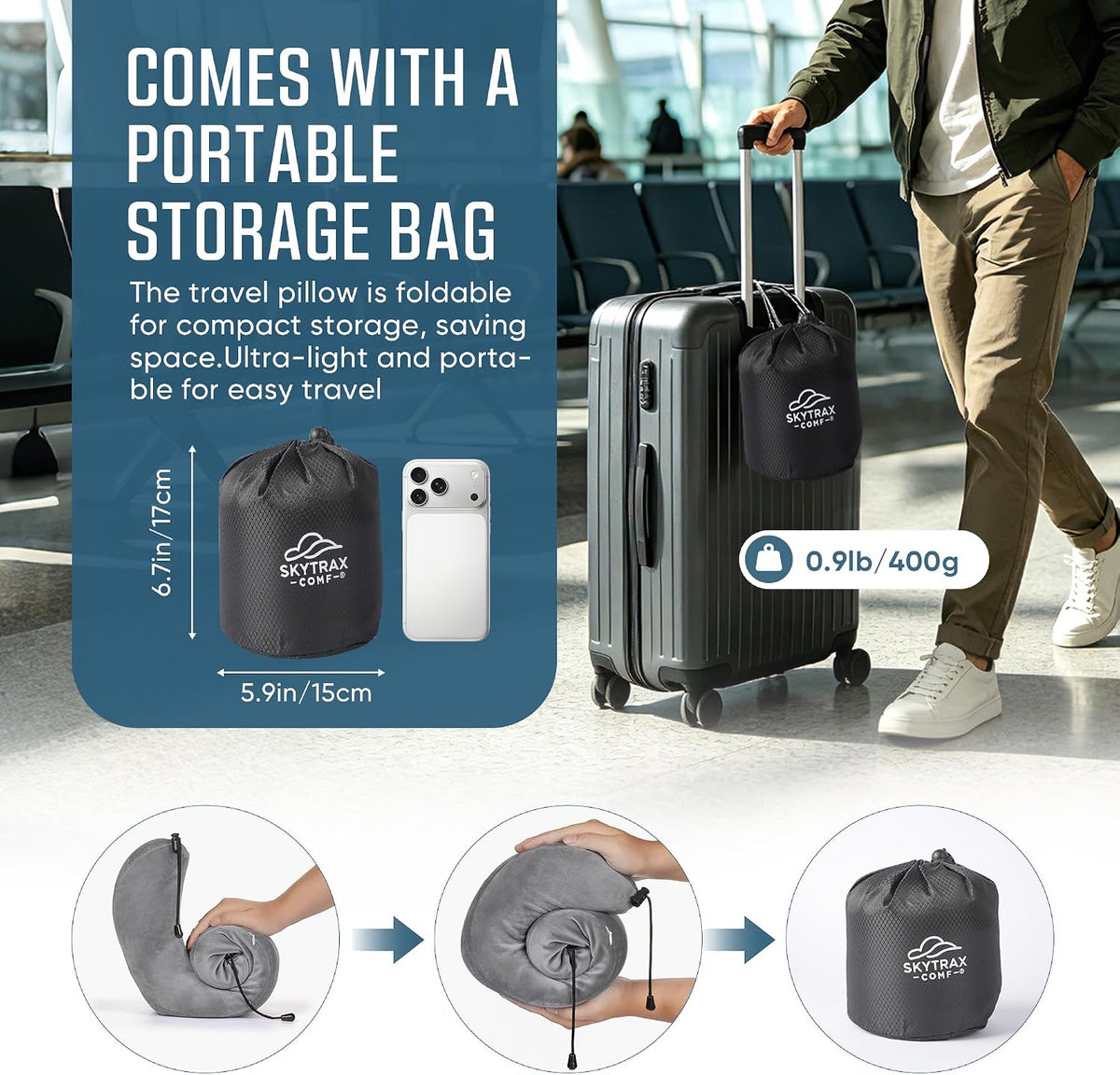 ® Travel Neck Pillow with Hood for Privacy on Long Flights